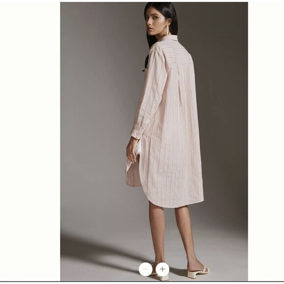 Anthropologie Long Line Cotton Shirt Cover-up Small in Neutral Motif - Picture 3 of 9